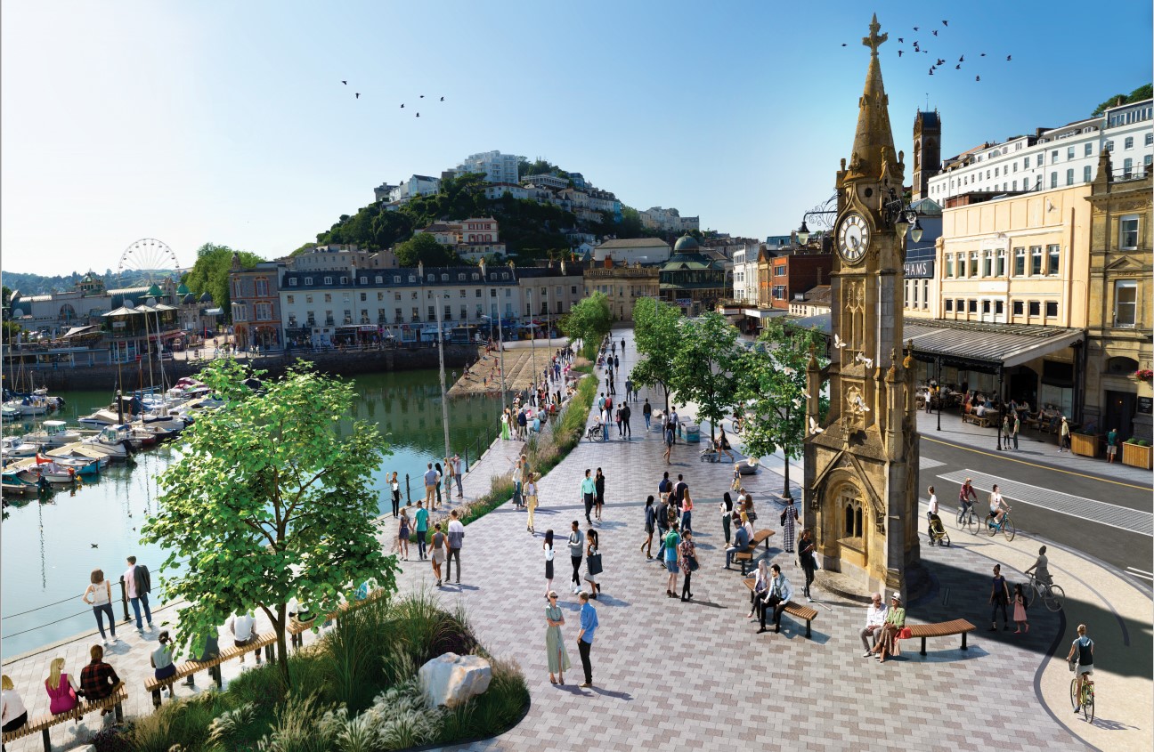 Strand new design showing cycle lane around clock tower